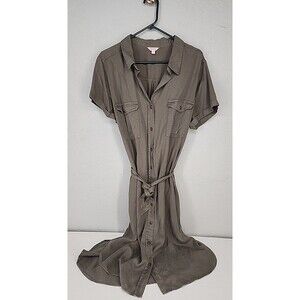 Teddi Rose Sz XXL | Green Utility Belted Shirt Dress Elevated Casual Muted Neutr